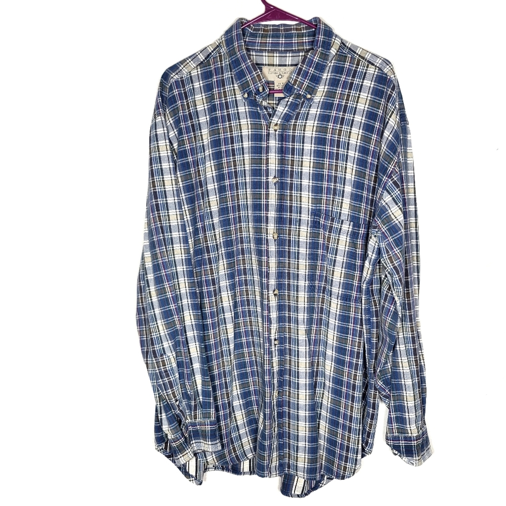 Plaid flannel button down XL men's longsleeve blue green red EUC